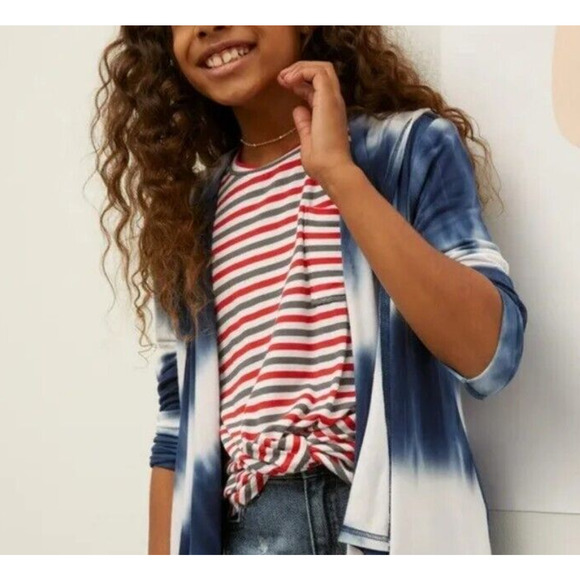 Tucker + Tate Girl's Size L 10/12 Knot Front Tee Multi Stripe Short Sleeve Top - Picture 1 of 8